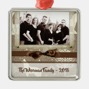 Ornement de Noël personnalisé Burlap Deer PHOTO