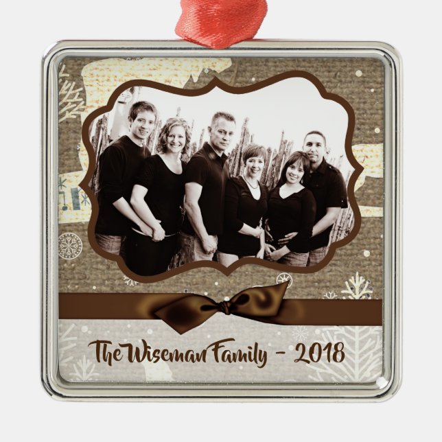 Ornement de Noël personnalisé Burlap Deer PHOTO (Devant)