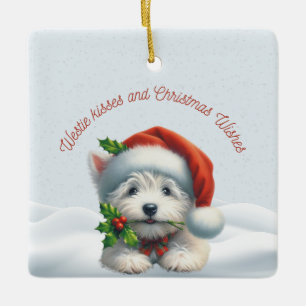 Ornement de Noël personnalisé de baiser de Westie