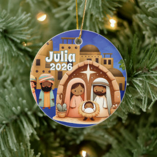 Ornement de Noël personnalisé de la Nativité