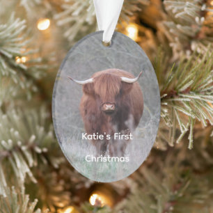 Ornement de Noël personnalisé de vache Highland