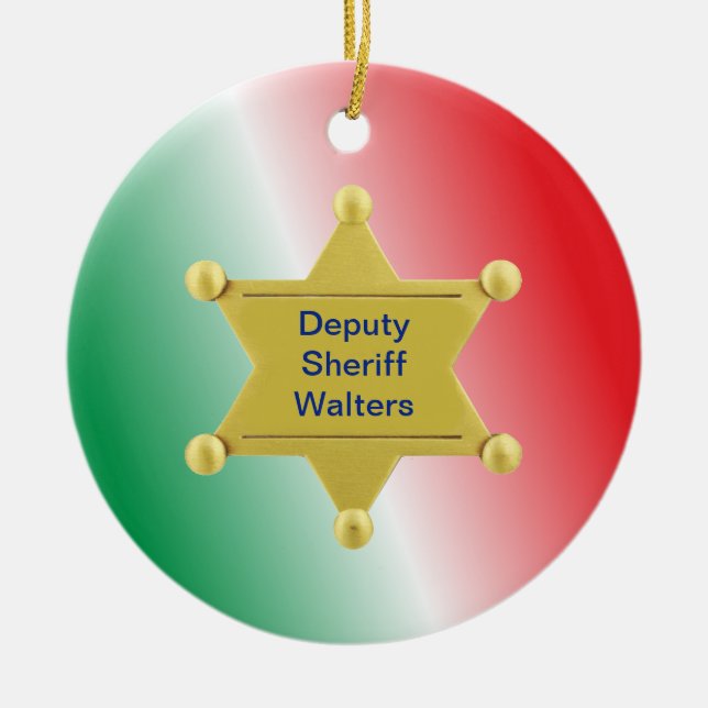 Ornement de Noël personnalisé du shérif (Devant)