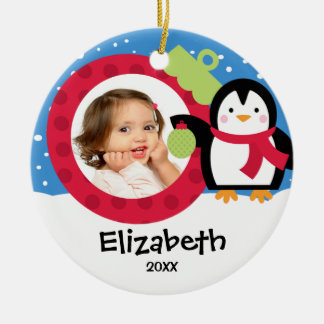 Ornement de Noël personnalisé fille manchot