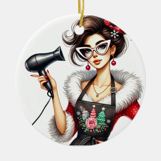 Ornement de Noël personnalisé pour coiffeur (Devant)