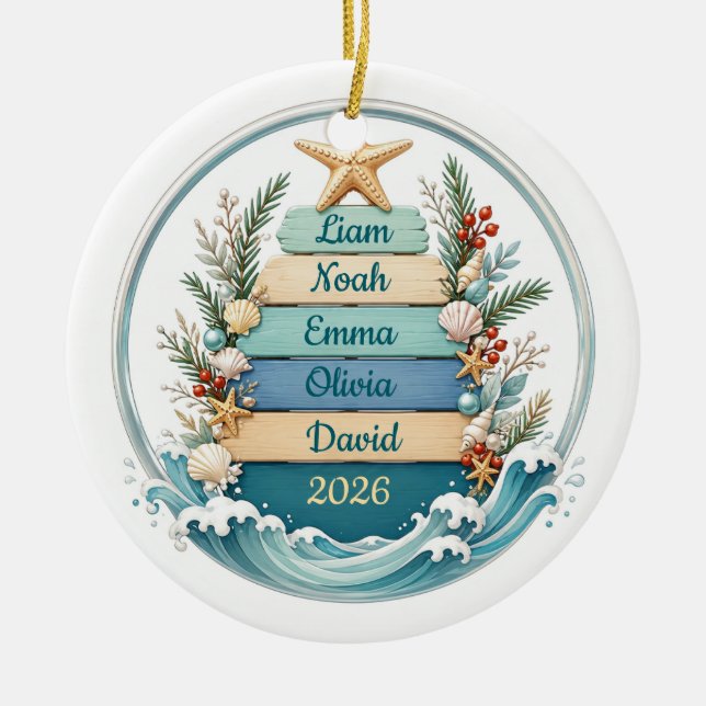 Ornement de Noël personnalisé sur le thème côtier (Devant)