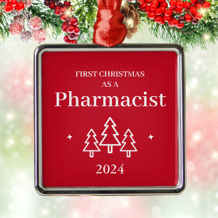 Ornement de Noël Pharmacien Élégant Rouge 2026