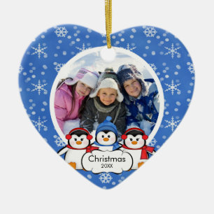 Ornement de Noël Photo de Famille Pingouins Mignon