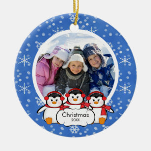 Ornement de Noël Photo de Famille Pingouins Mignon