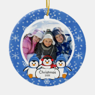 Ornement de Noël Photo de Famille Pingouins Mignon