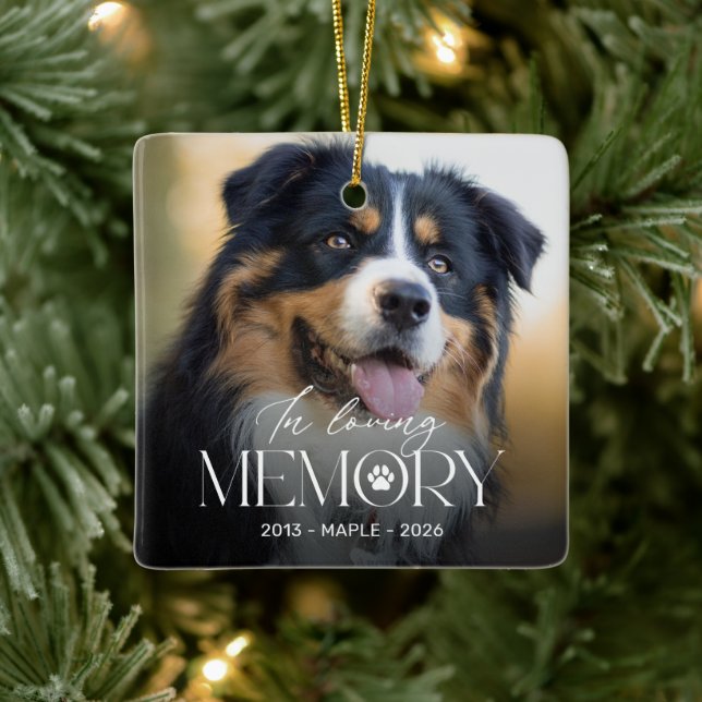 Ornement de Noël photo en mémoire d'un chien (Arbre)