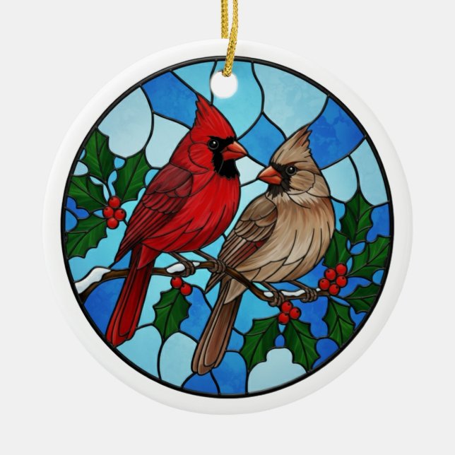 Ornement de Noël pour arbre Cardinal de fête (Devant)