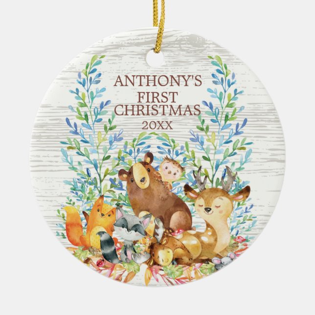 Ornement de Noël pour bébé Animaux de la Forêt (Devant)
