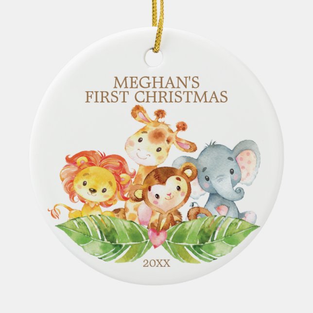 Ornement de Noël pour bébé Animaux de Safari (Devant)