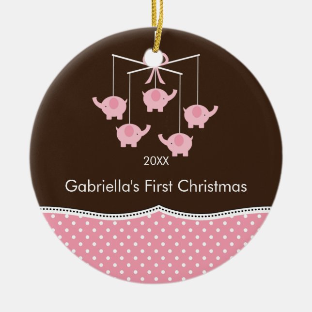 Ornement de Noël pour bébé éléphant mobile (Devant)
