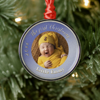 Ornement de Noël pour bébé en paillettes bleu glac
