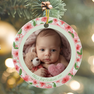 Ornement de Noël pour bébé - Fleur - Ajouter un no