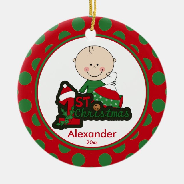Ornement de Noël pour bébé garçon, premier Noël en (Devant)