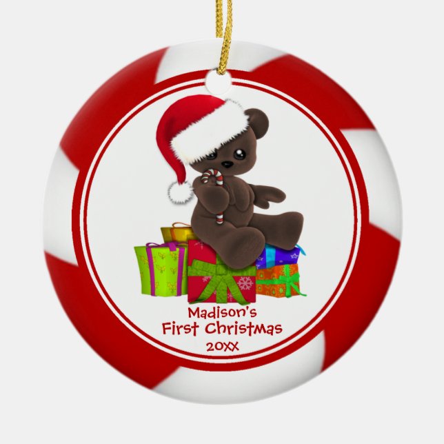 Ornement de Noël pour bébé ours de Noël (Devant)
