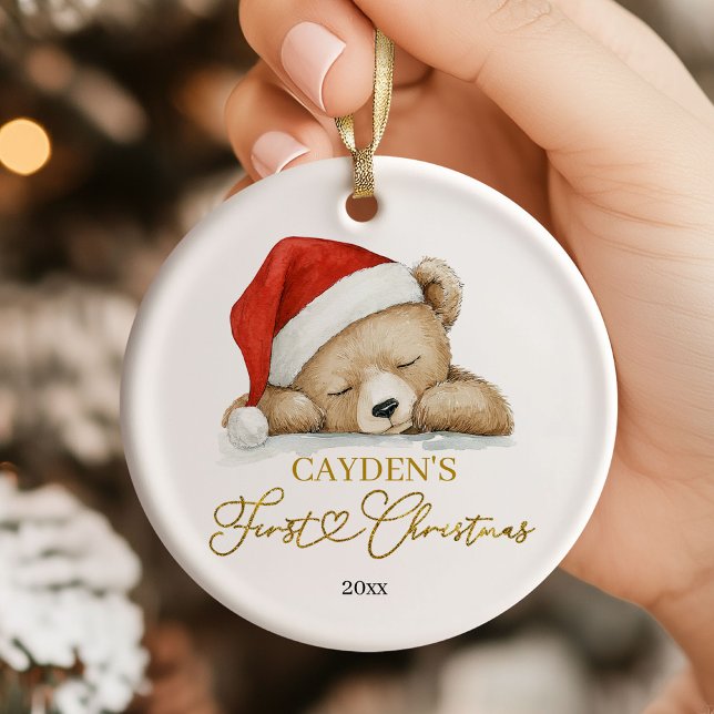 Ornement de Noël pour bébé ours pour son premier N (Créateur téléchargé)