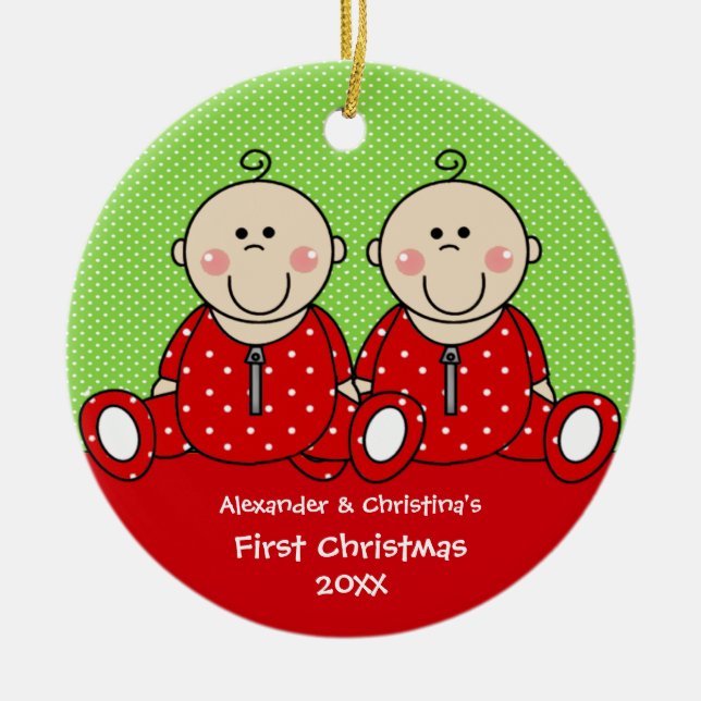 Ornement de Noël pour des jumeaux garçon et fille (Devant)