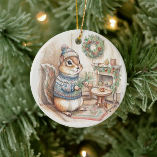 Ornement de Noël pour la faune écureuil rayé