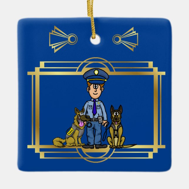 Ornement de Noël pour l'agent de police K-9 Ver. 2 (Devant)