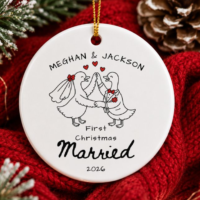 Ornement de Noël pour le premier mariage Doodle (Créateur téléchargé)
