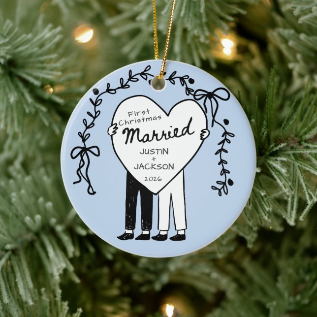 Ornement de Noël pour le premier Noël de M. et M. (Arbre)