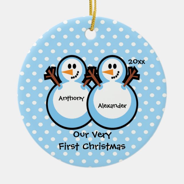 Ornement de Noël pour les jumeaux garçons bébé pre (Devant)