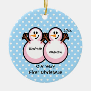 Ornement de Noël pour les jumelles bébé avec bonho