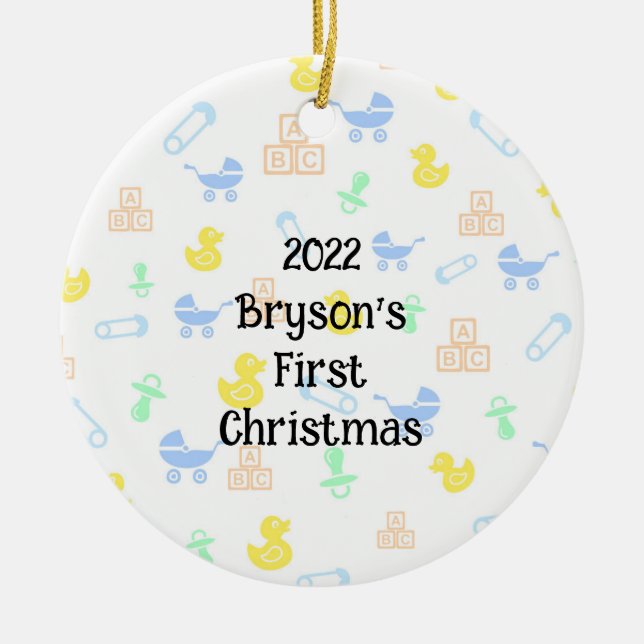Ornement de Noël pour premier Noël de bébé garçon (Devant)