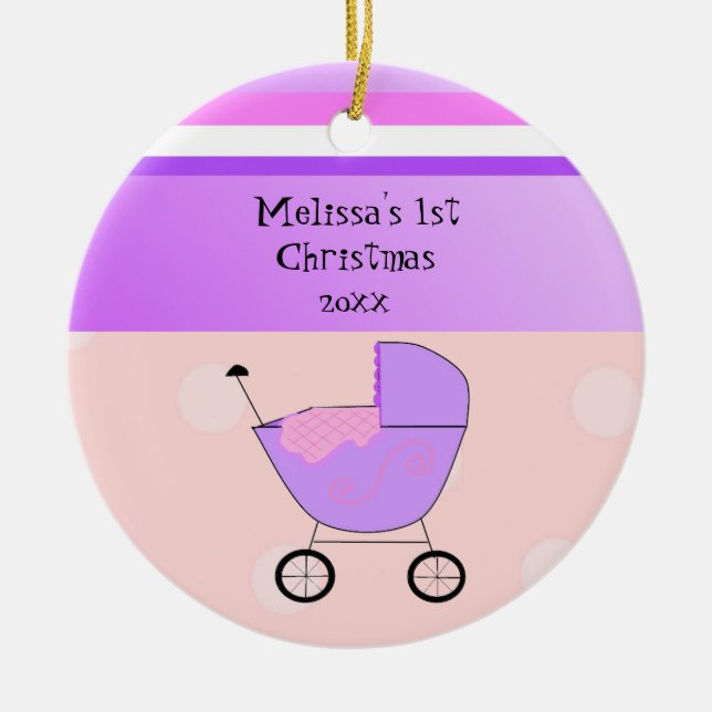 Ornement de Noël premier bébé buggy violet (Devant)