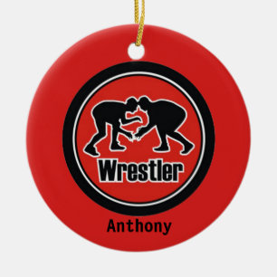 Ornement de Noël Red & Black Wrestler