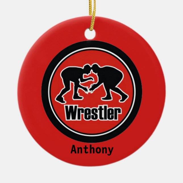 Ornement de Noël Red & Black Wrestler (Devant)