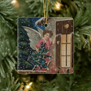 Ornement de Noël religieux vintage avec des voeux