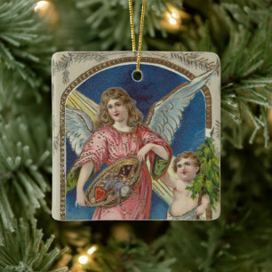 Ornement de Noël religieux vintage avec des voeux