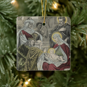 Ornement de Noël religieux vintage avec des voeux