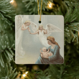 Ornement de Noël religieux vintage avec des voeux