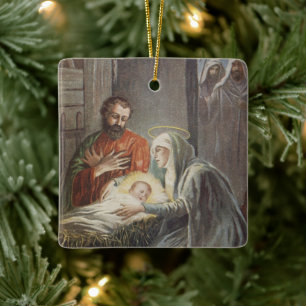 Ornement de Noël religieux vintage avec des voeux