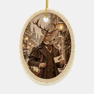 Ornement de Noël représentant le facteur cerf vict