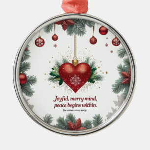 Ornement de Noël Rond Premium — Esprit Joyeux et J
