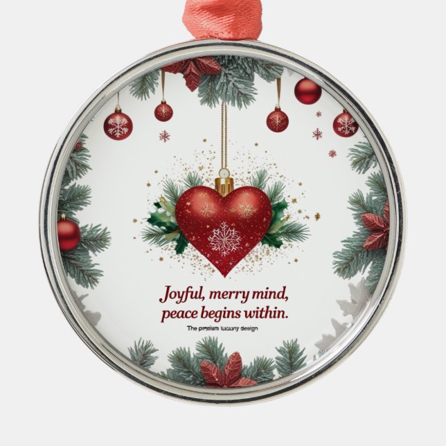 Ornement de Noël Rond Premium — Esprit Joyeux et J (Devant)
