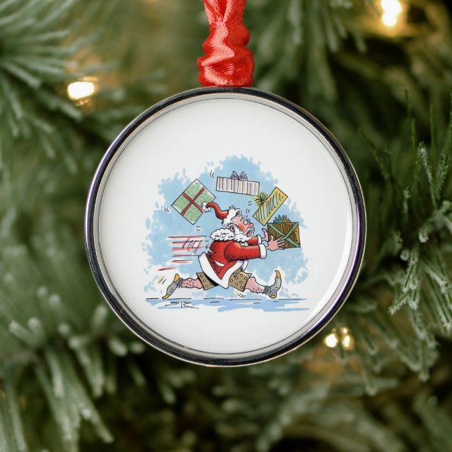 ornement de Noël rond premium Santa Unprepared (Arbre)