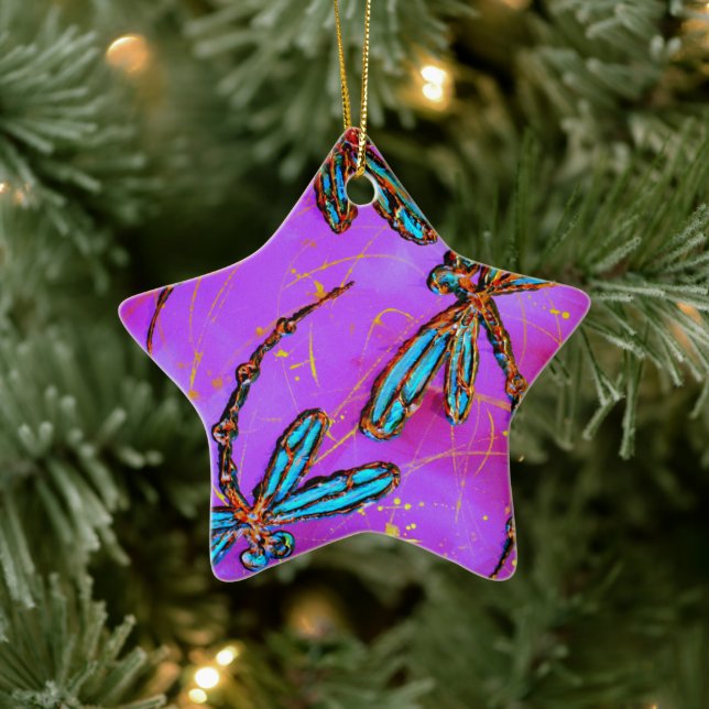 Ornement de Noël rose et électrique Flit Dragonfly (Arbre)