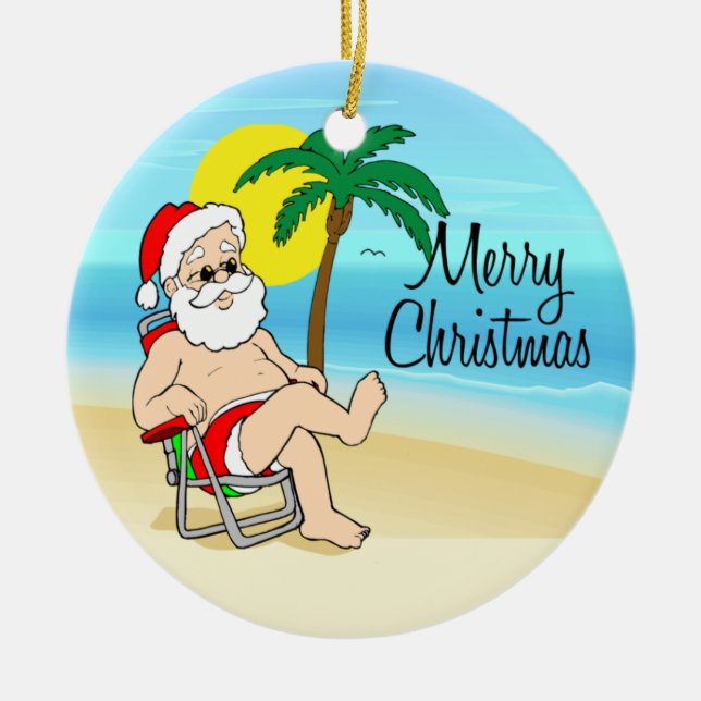 Ornement de Noël Santa Tropical (Devant)
