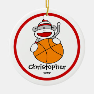 Ornement de Noël Singe Chaussette Basketball Garço