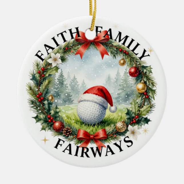 Ornement de Noël sur le thème du golf pour l'arbre (Devant)