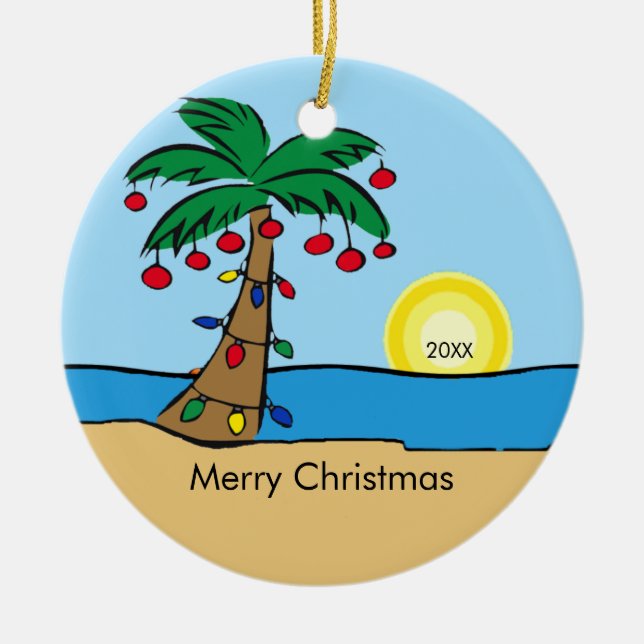 Ornement de Noël tropical en forme de palmier (Devant)