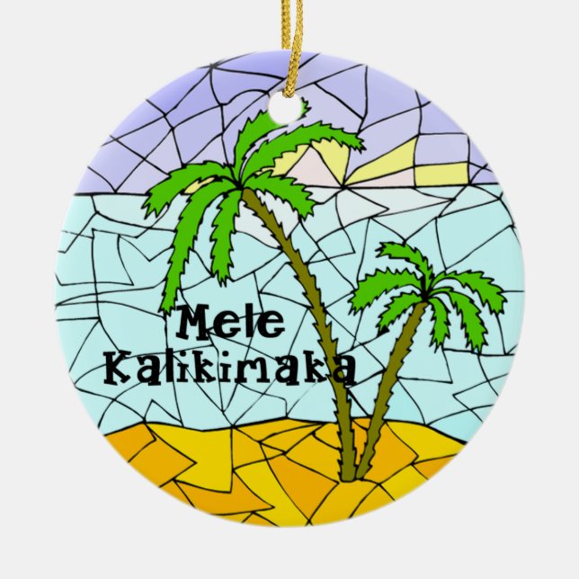 Ornement de Noël tropical palmier hawaïen (Devant)