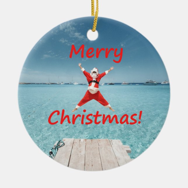 Ornement de Noël Tropical Père Noël (Devant)